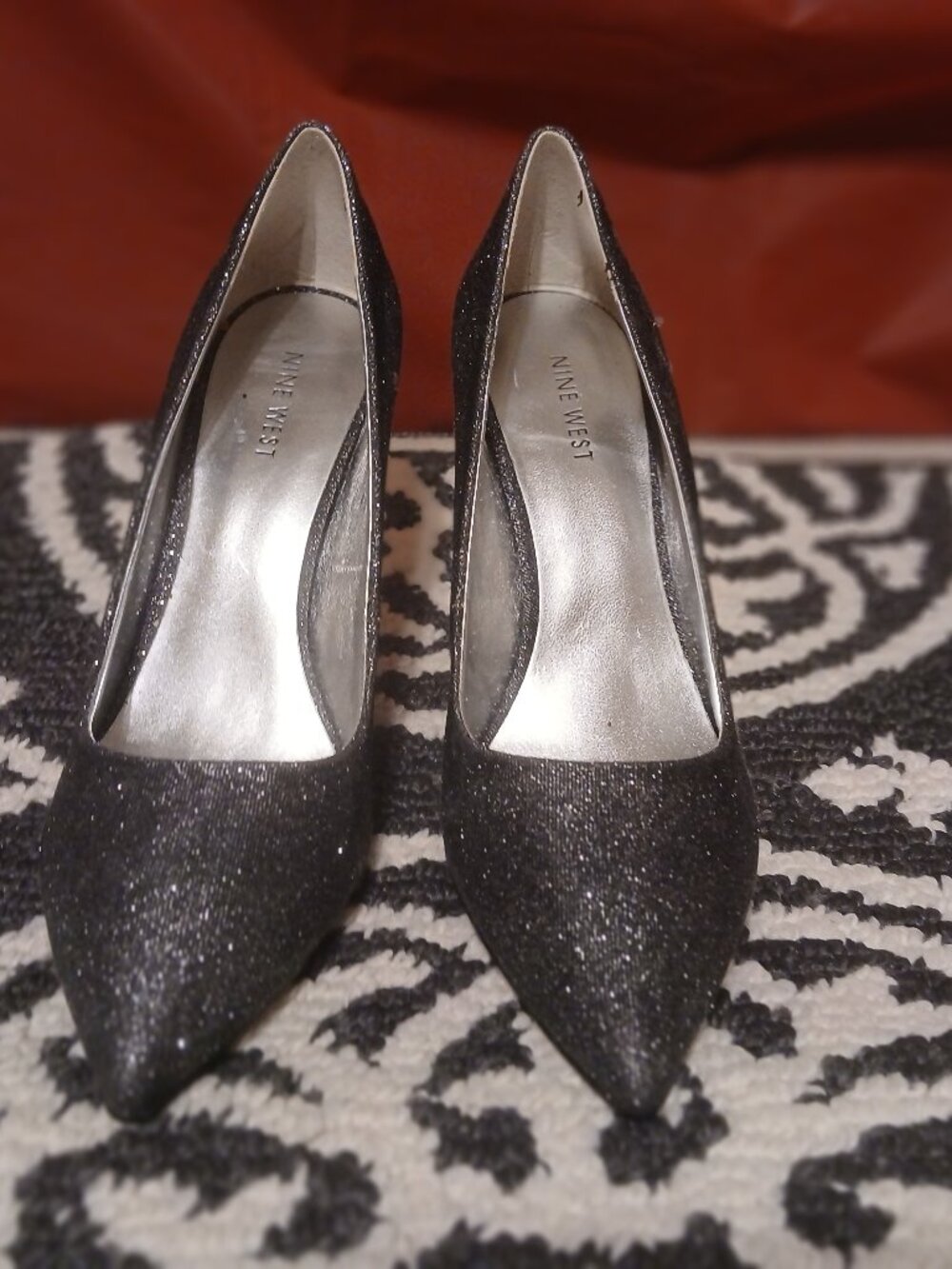Black Shimmer Heels-Nine West
